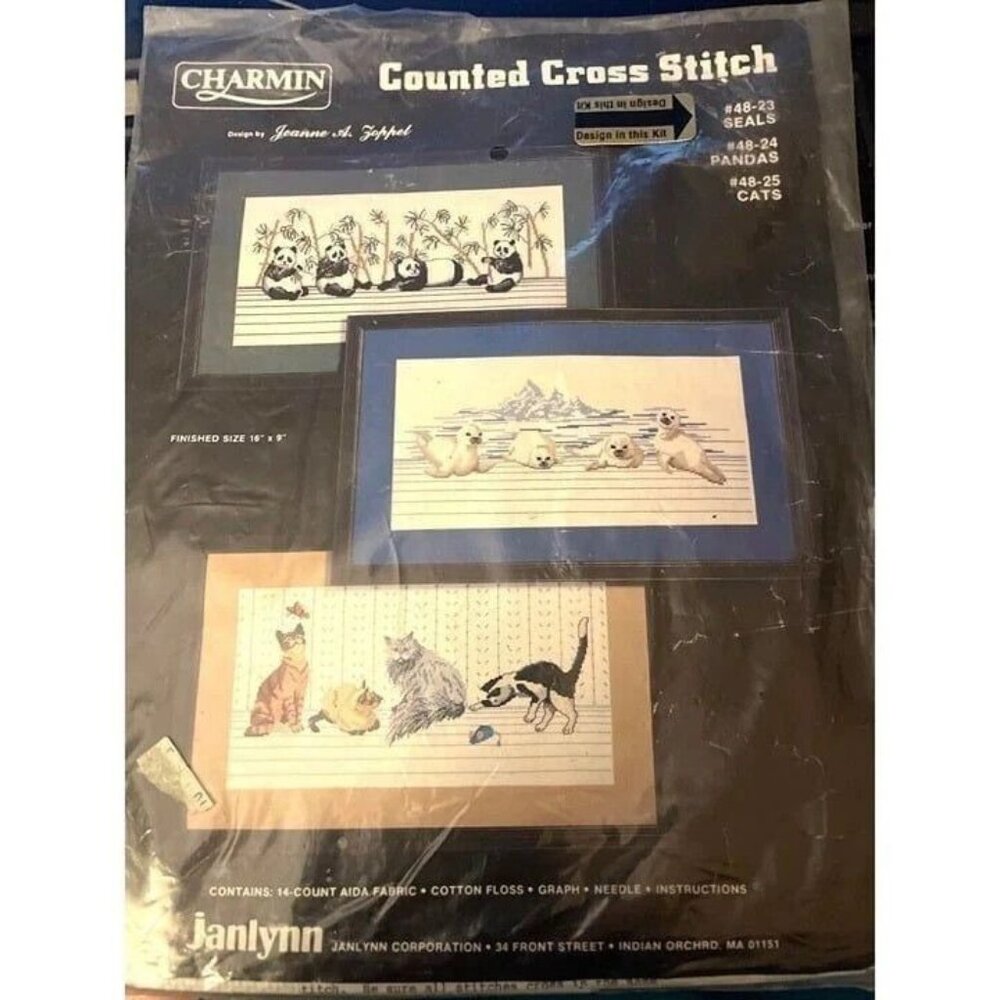 Vintage Janlynn Charmin Counted Cross Stitch Kit SEALS Iceberg Pattern 9"x16" - Picture 5 of 7